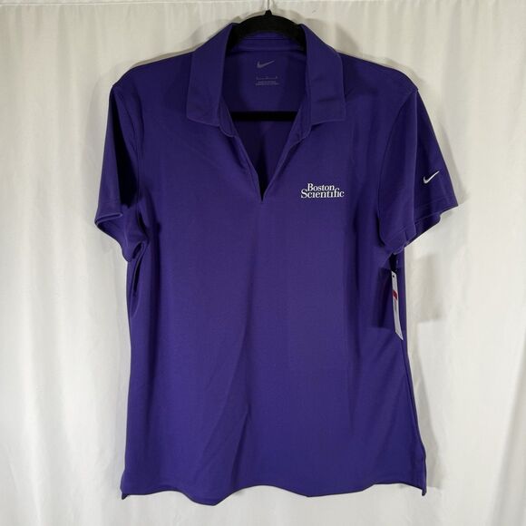 New Nike Polo Boston Scientific Women's Large Solid Purple Short Sleeve Collared - Picture 1 of 11